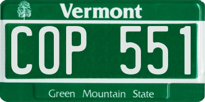 VT license plate COP551