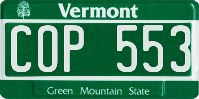 VT license plate COP553