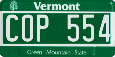 VT license plate COP554