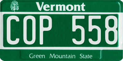 VT license plate COP558