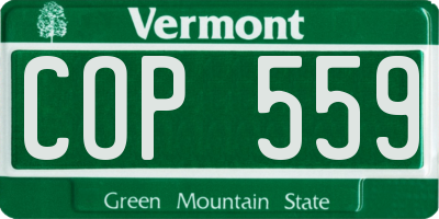 VT license plate COP559