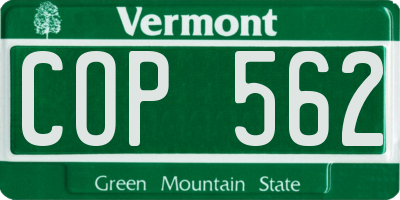 VT license plate COP562