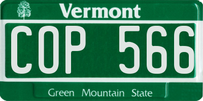 VT license plate COP566