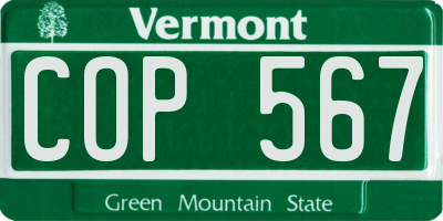 VT license plate COP567