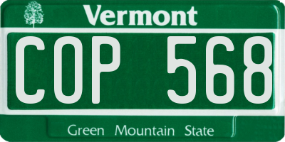 VT license plate COP568