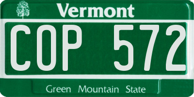 VT license plate COP572