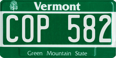 VT license plate COP582