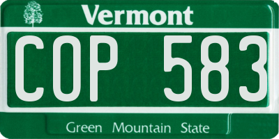 VT license plate COP583