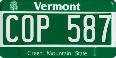 VT license plate COP587