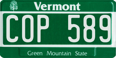 VT license plate COP589