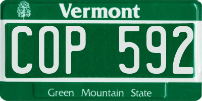 VT license plate COP592
