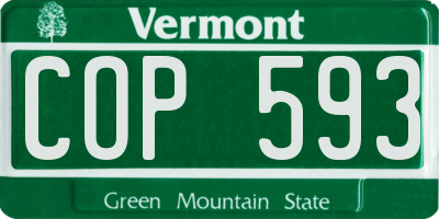 VT license plate COP593
