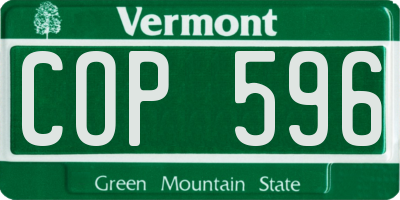 VT license plate COP596