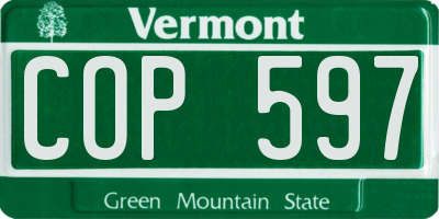 VT license plate COP597