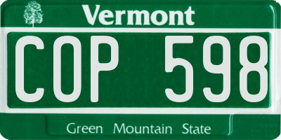 VT license plate COP598