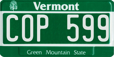 VT license plate COP599