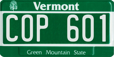 VT license plate COP601