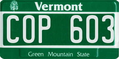 VT license plate COP603