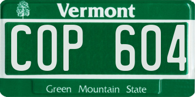 VT license plate COP604