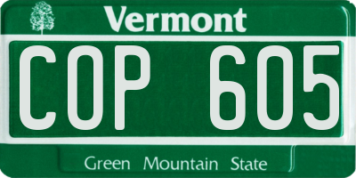 VT license plate COP605
