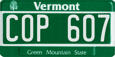 VT license plate COP607
