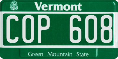 VT license plate COP608