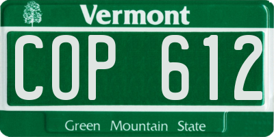 VT license plate COP612