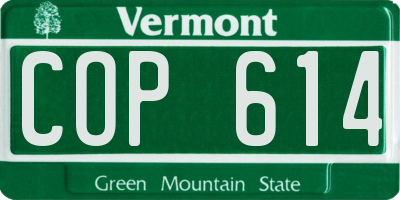VT license plate COP614