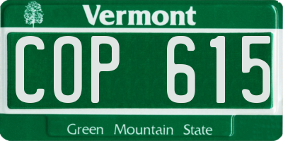 VT license plate COP615