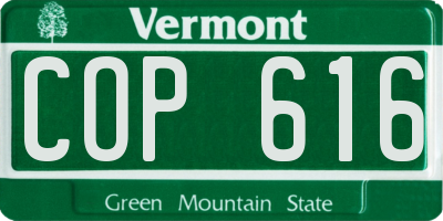 VT license plate COP616