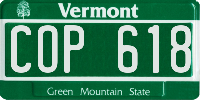VT license plate COP618