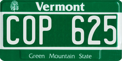 VT license plate COP625