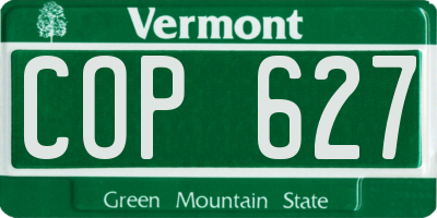 VT license plate COP627
