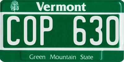 VT license plate COP630