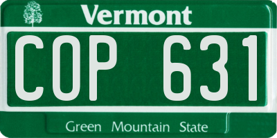 VT license plate COP631