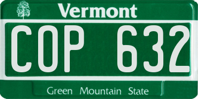 VT license plate COP632