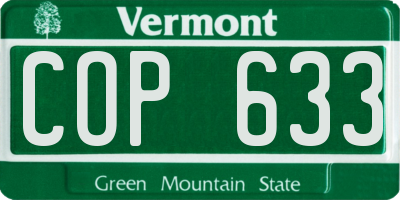 VT license plate COP633
