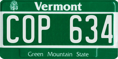 VT license plate COP634
