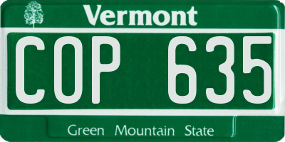 VT license plate COP635