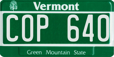 VT license plate COP640