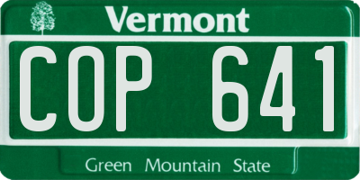 VT license plate COP641