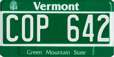 VT license plate COP642