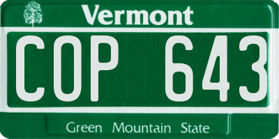 VT license plate COP643