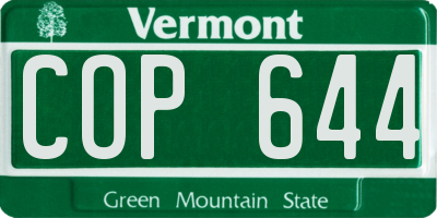 VT license plate COP644