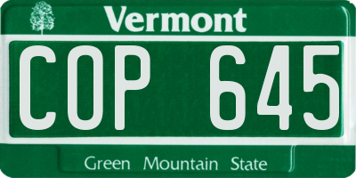 VT license plate COP645