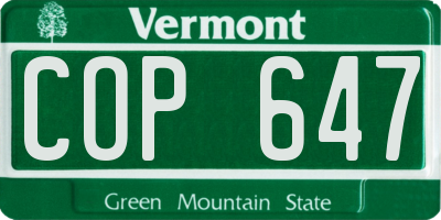 VT license plate COP647