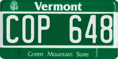 VT license plate COP648