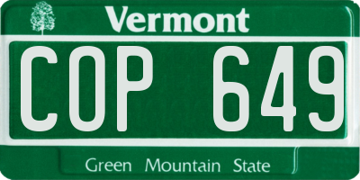 VT license plate COP649
