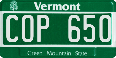 VT license plate COP650