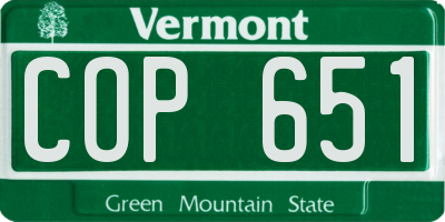 VT license plate COP651